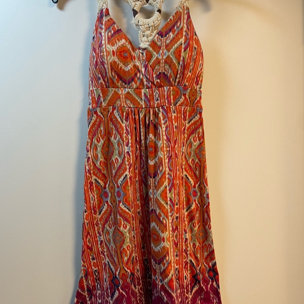 Bohemian Multicolor Halter Macrame Dress by Pink Rose